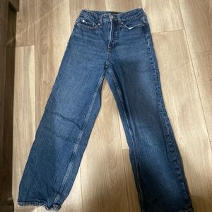 Blue Straight Leg Jeans with Relaxed Fit